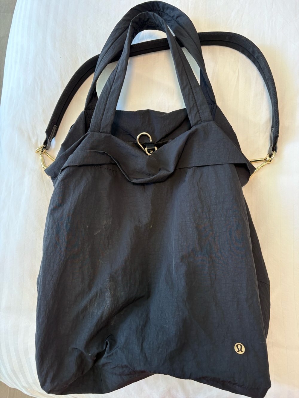 lululemon Black Tote with Gold Accents